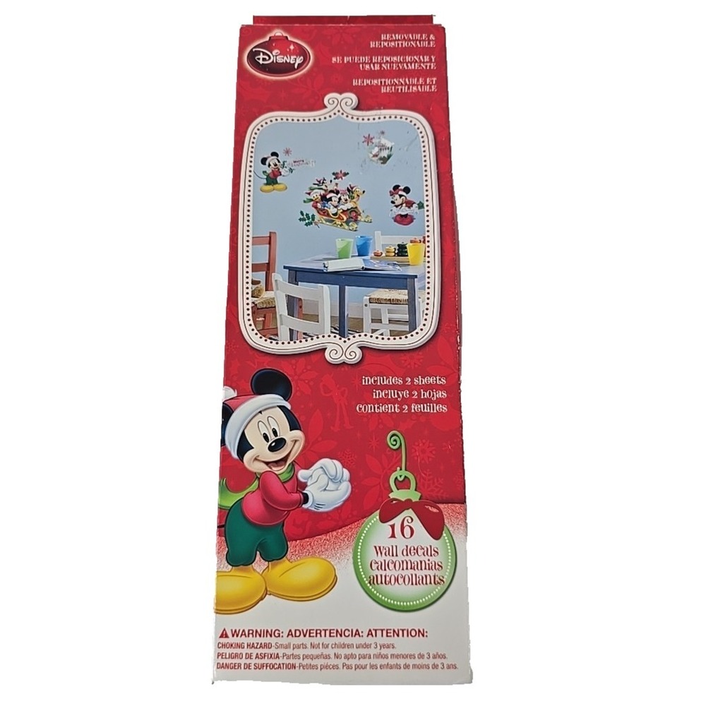 Disney Mickey Mouse Jumbo Stick-Ups Christmas Decals 16 pcs Vintage New in Box - Picture 2 of 5